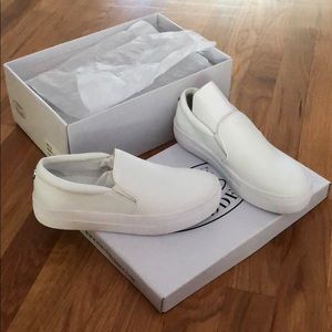 Steve Madden White slip ons